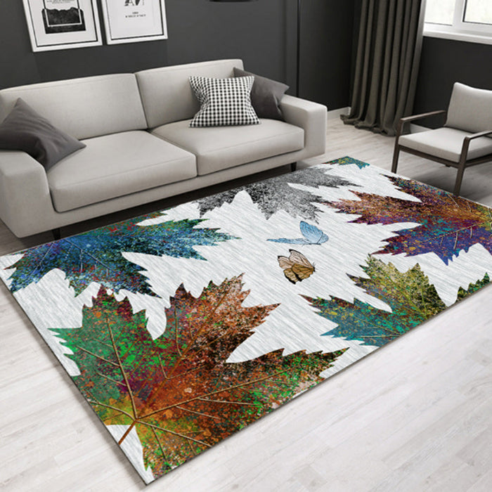 Modern Plant Printed Rug Multi-Color Polypropylene Area Rug Pet Friendly Machine Washable Carpet for Room