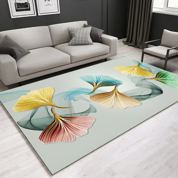 Modern Plant Printed Rug Multi-Color Polypropylene Area Rug Pet Friendly Machine Washable Carpet for Room