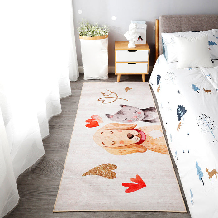 Cute Kids Room Rug Multi Colored Animal Printed Area Rug Polypropylene Non-Slip Backing Easy Care