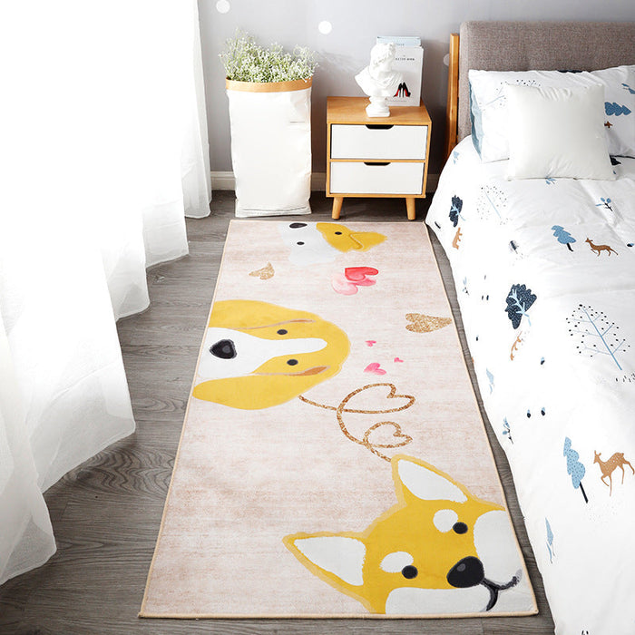 Cute Kids Room Rug Multi Colored Animal Printed Area Rug Polypropylene Non-Slip Backing Easy Care