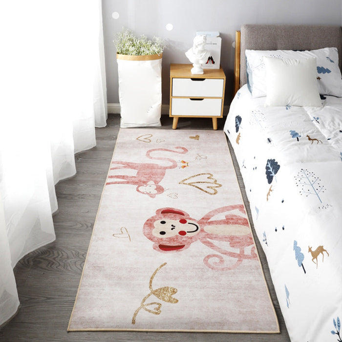 Cute Kids Room Rug Multi Colored Animal Printed Area Rug Polypropylene Non-Slip Backing Easy Care