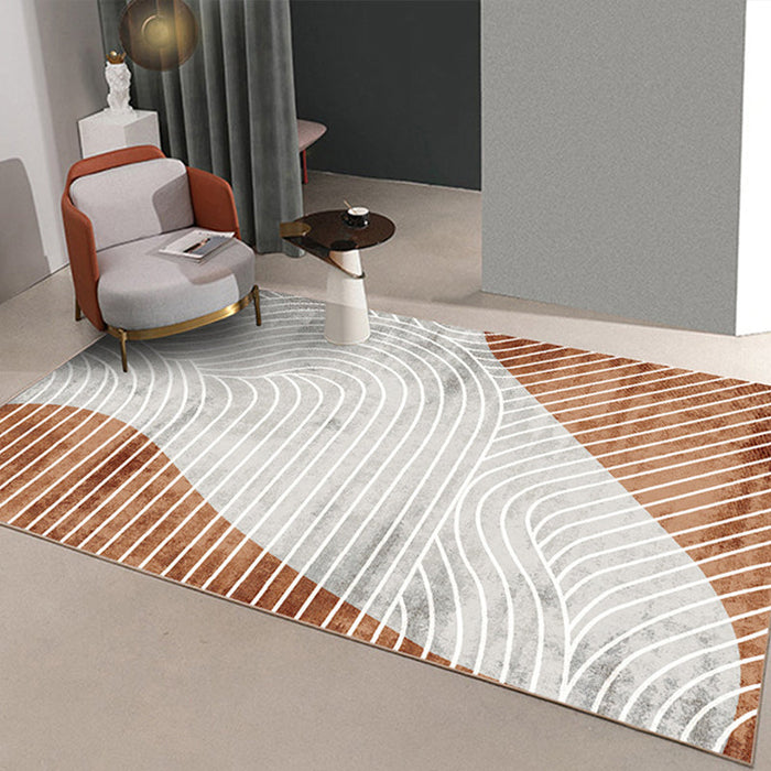 Minimalist Decoration Rug Multi Color Striped Area Rug Synthetics Pet Friendly Easy Care Carpet