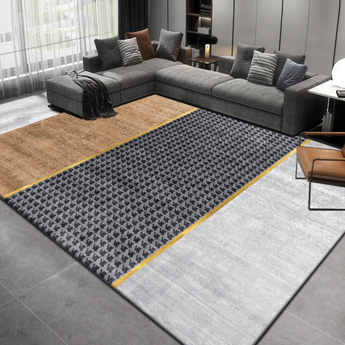 Multi Colored Living Room Rug Nordic Geometric Print Area Rug Nylon Anti-Slip Backing Washable Carpet