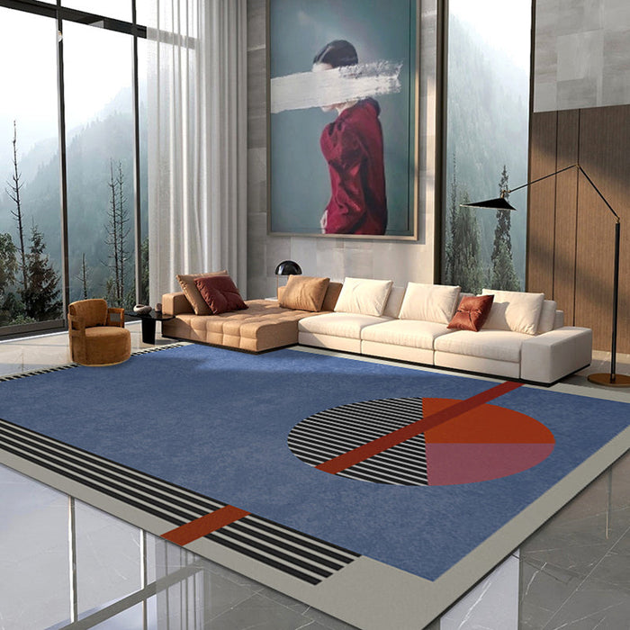 Multicolor Abstract Art Printed Rug Polypropylene Minimalist Area Rug Machine Washable Anti-Slip Backing Stain Resistant Rug for Great Room