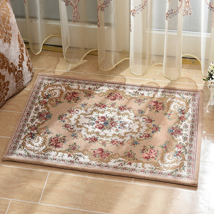 Multi Colored Bedroom Rug Shabby Chic Flower Print Area Rug Acrylic Non-Slip Backing Stain-Resistant Carpet