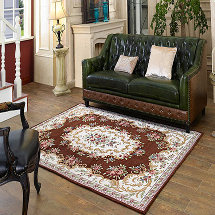 Multi Colored Bedroom Rug Shabby Chic Flower Print Area Rug Acrylic Non-Slip Backing Stain-Resistant Carpet