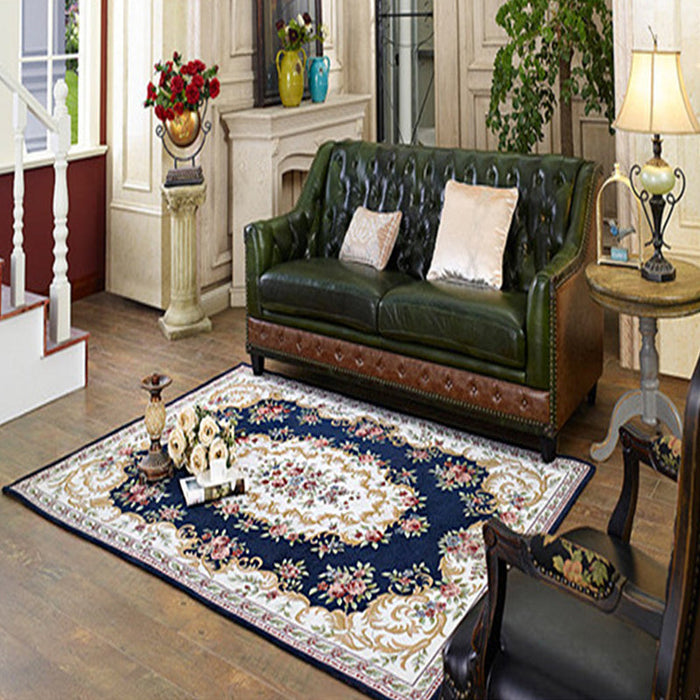 Multi Colored Bedroom Rug Shabby Chic Flower Print Area Rug Acrylic Non-Slip Backing Stain-Resistant Carpet