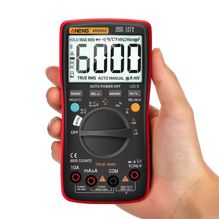 ANENG AN9002 Digital bluetooth True RMS Multimeter 6000 Counts Professional Auto Multimetro AC/DC Current Voltage Tester - Red