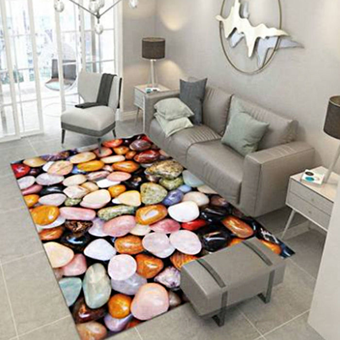 Multi-Color Flower Print Rug Cotton Blend Scandinavian Area Rug Pet Friendly Machine Washable Rug for Parlor