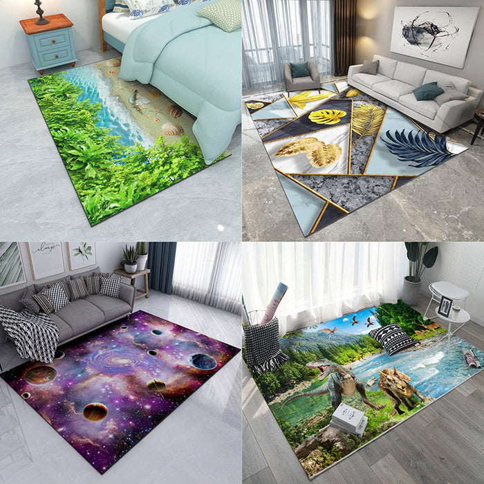 Multi Color Decoration Rug Calming Plant Printed Area Rug Polypropylene Easy Care Machine Washable Carpet