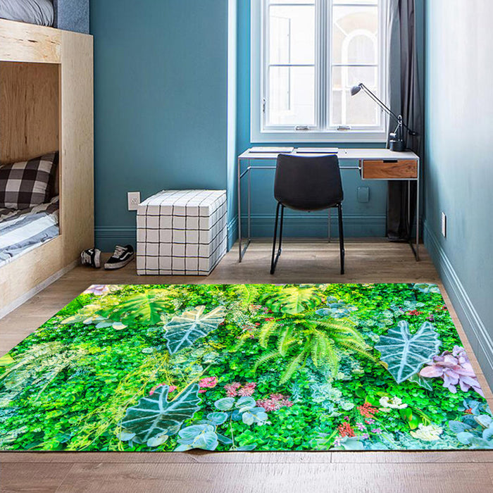 Multi Color Decoration Rug Calming Plant Printed Area Rug Polypropylene Easy Care Machine Washable Carpet