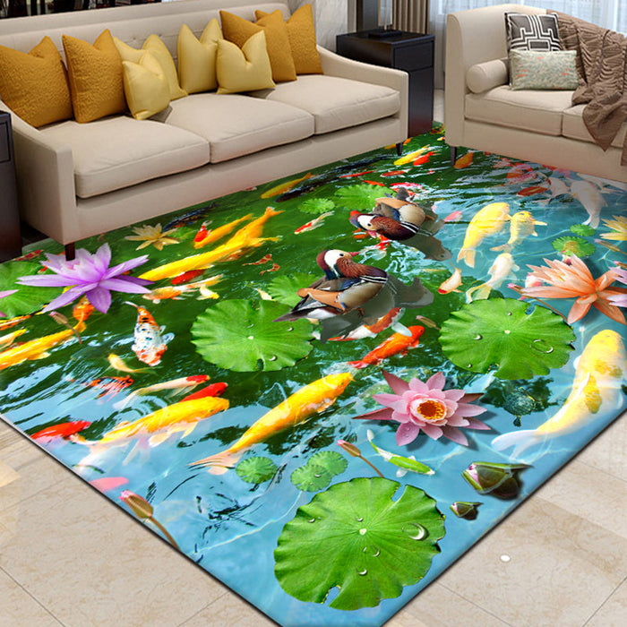 Multi Color Decoration Rug Calming Plant Printed Area Rug Polypropylene Easy Care Machine Washable Carpet