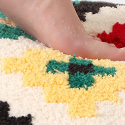 Feblilac Checkerboard and Plaid Tufted Bath Mat