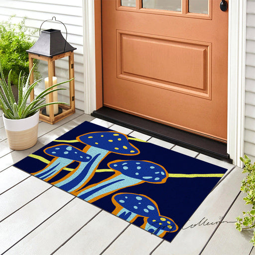 Feblilac Dark Blue Mushroom PVC Coil Door Mat