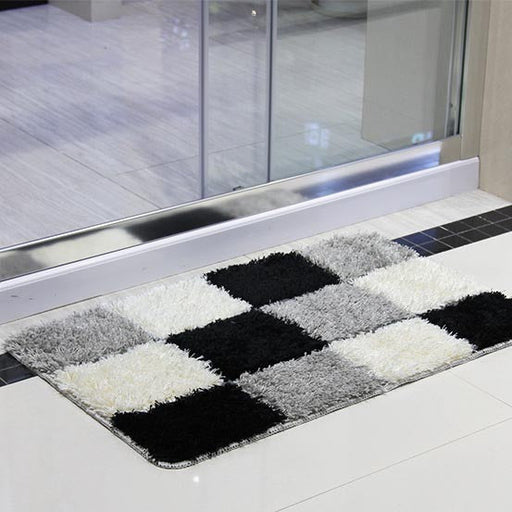 Feblilac Blue/Black/Green/Red/Brown/Purple and White Checkerboard Pattern Ultra Soft Bathroom Rug