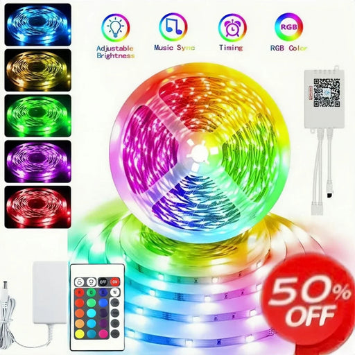 Multi-Color Multi-White Waterproof 32Ft RGB Color Changing LED Light Strip with Remote Control Halloween and Christmas Decoration