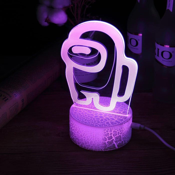 3D Illusion Table Lamp, 7 Colors Illusion Night Light among Us Game Table Lamp，Usb Powered 7 Color Lamp with Touch Switch Children Gift Bedroom Decoration