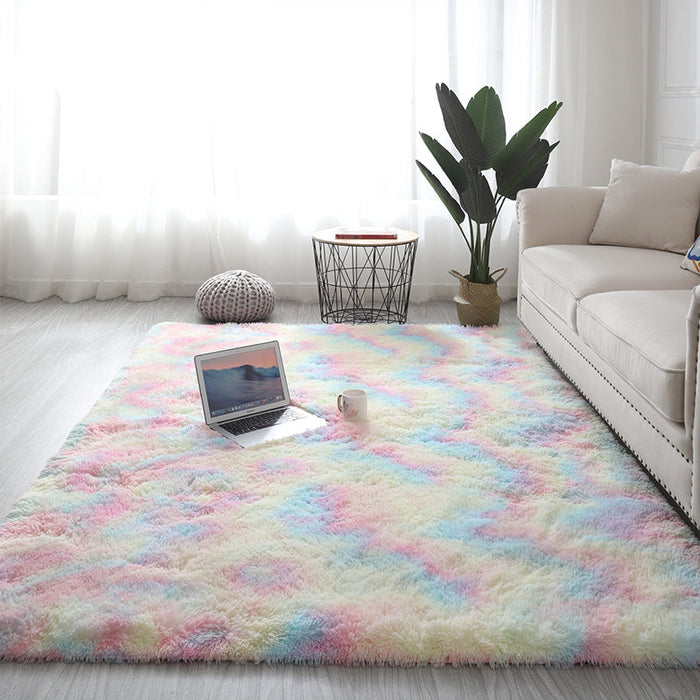 Calming Living Room Rug Multicolored Patterned Indoor Rug Shag Non-Slip Backing Pet Friendly Area Carpet