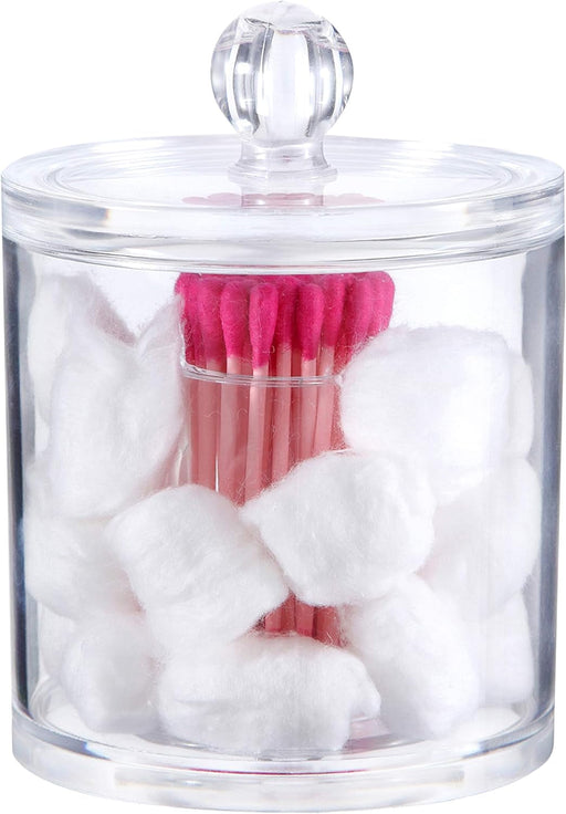 Makeup Organizer Bathroom Storage Multifunction Organizer Cotton Balls and Cotton Buds Holder - Small Round