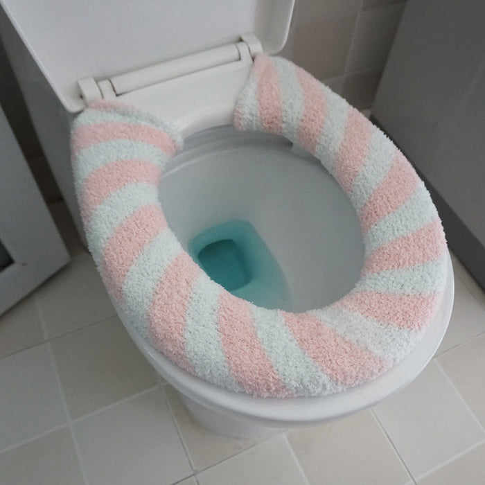 Feblilac Cute Heart/Solid/Stripe Toilet Seat Cover