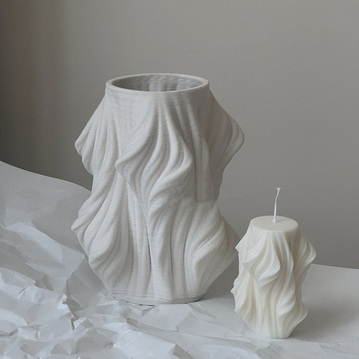 3D Printing White Ceramic Vase Flower Arrangement Decoration