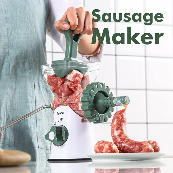 Meat Grinder Manual, Food Grinder Sausage Maker Heavy Duty, 3-IN-1 Hand Crank Meat Grinder Mincer Cookies Attachment for Meat, Sausage, Churros, Etc