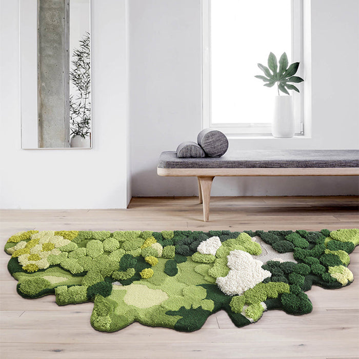 Scandinavian Decoration Rug Multicolored Plant Printed Area Rug Lamb Wool Pet Friendly Washable Indoor Rug