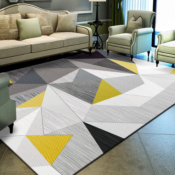 Relaxing Living Room Rug Multi Color Geometric Pattern Area Carpet Polypropylene Non-Slip Backing Washable Area Rug