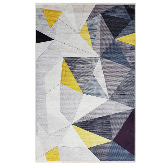 Relaxing Living Room Rug Multi Color Geometric Pattern Area Carpet Polypropylene Non-Slip Backing Washable Area Rug