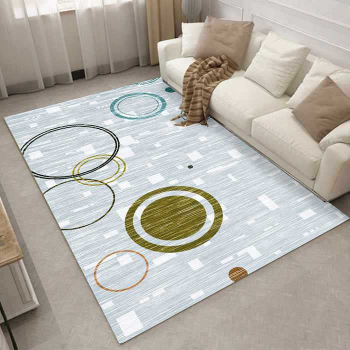 Relaxing Living Room Rug Multi Color Geometric Pattern Area Carpet Polypropylene Non-Slip Backing Washable Area Rug