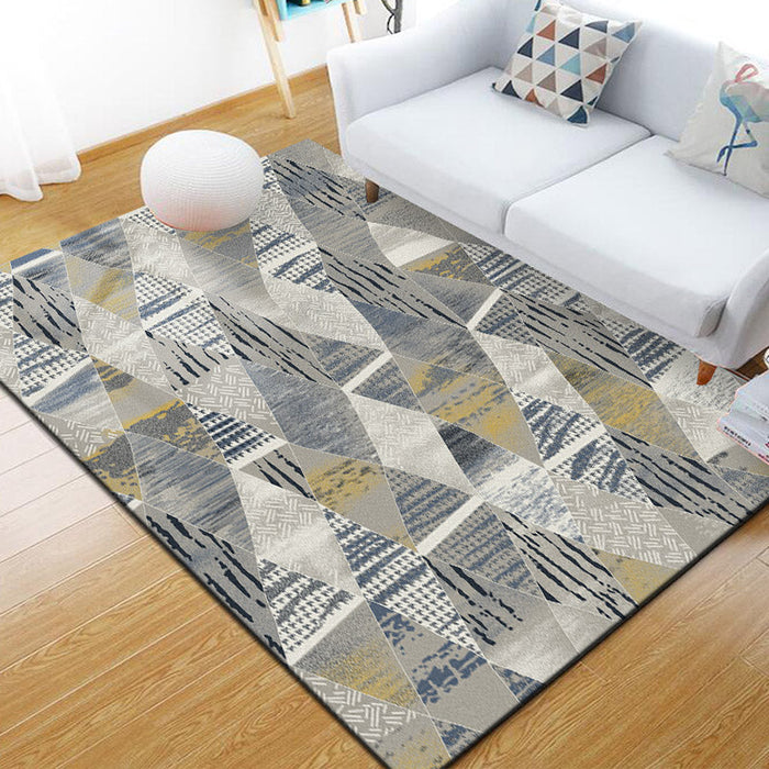 Relaxing Living Room Rug Multi Color Geometric Pattern Area Carpet Polypropylene Non-Slip Backing Washable Area Rug