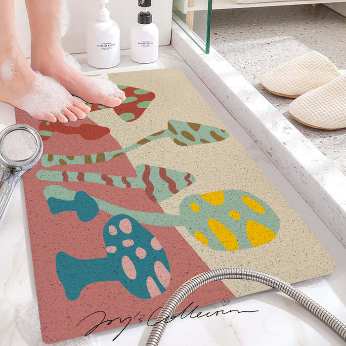 Feblilac Morandi Mushroom PVC Coil Bathtub Mat and Shower Mat