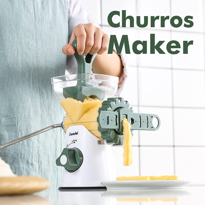 Meat Grinder Manual, Food Grinder Sausage Maker Heavy Duty, 3-IN-1 Hand Crank Meat Grinder Mincer Cookies Attachment for Meat, Sausage, Churros, Etc