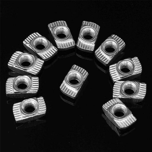 Drillpro 100pcs M5 Hammer Nut Nickel Plated Carbon Steel Aluminum Connector T Fastener Sliding Nut