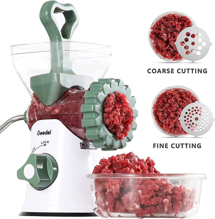 Meat Grinder Manual, Food Grinder Sausage Maker Heavy Duty, 3-IN-1 Hand Crank Meat Grinder Mincer Cookies Attachment for Meat, Sausage, Churros, Etc