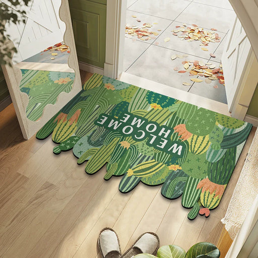 Feblilac Irregular Welcome Cactus PVC Coil Door Mat