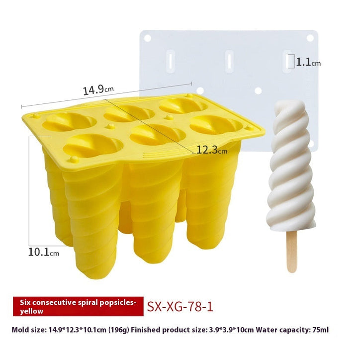 6-piece Spiral Ice Cream Silicone Food Grade Mold