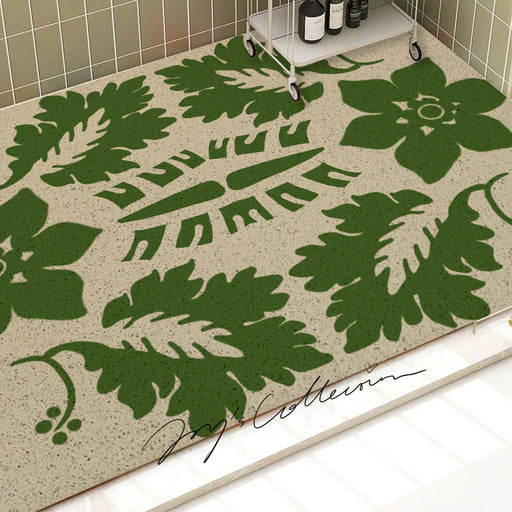 Feblilac Flowers and Plants Baroque PVC Coil Bathtub Mat and Shower Mat