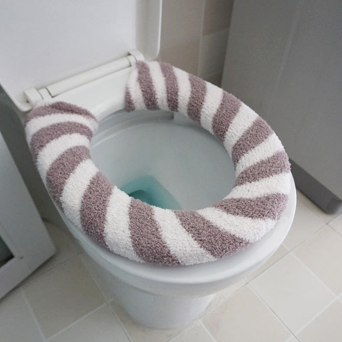 Feblilac Cute Heart/Solid/Stripe Toilet Seat Cover