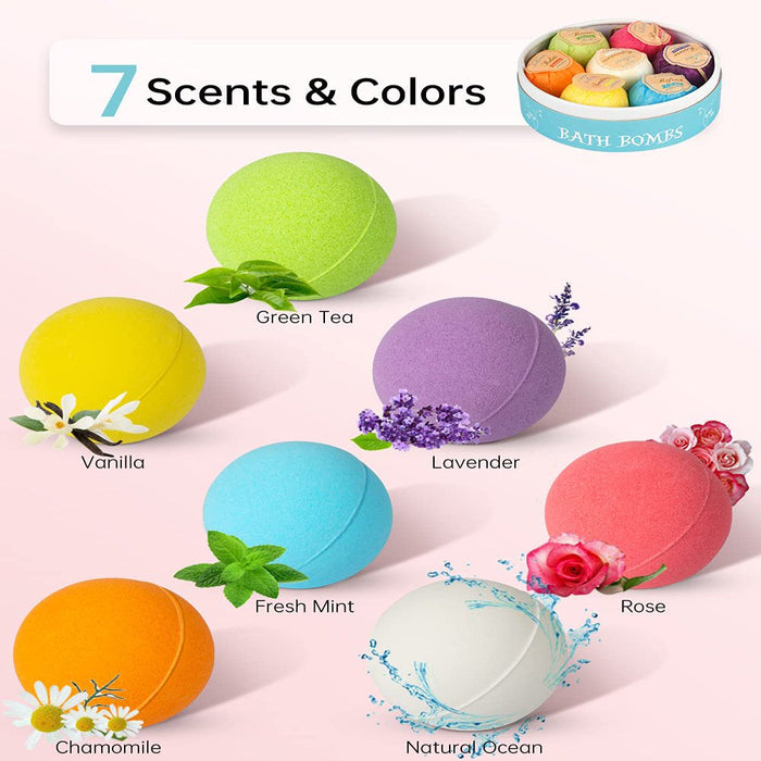Bath Bombs Set - 7 Unique Scents for Relaxing Spa Experience Perfect Mother'S Day Gift