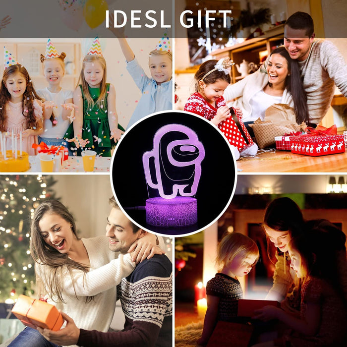 3D Illusion Table Lamp, 7 Colors Illusion Night Light among Us Game Table Lamp，Usb Powered 7 Color Lamp with Touch Switch Children Gift Bedroom Decoration