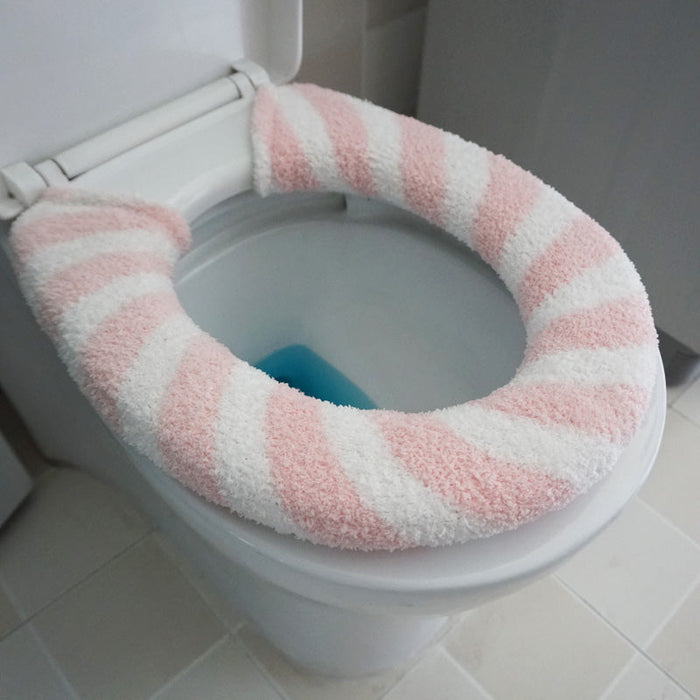 Feblilac Cute Heart/Solid/Stripe Toilet Seat Cover