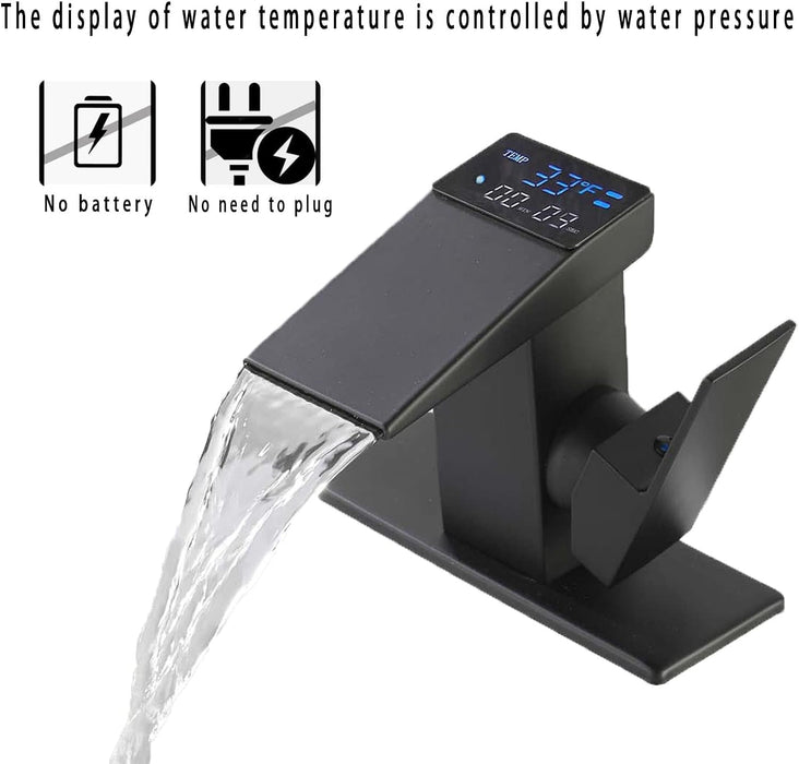 Bathroom Faucet,Temperature Display,  Sink Faucet,Hot and Cold Dual Control,Suitable for Single Hole and Three Holes