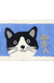 Feblilac Cat and the Fishbone Blue Ground Bath Mat