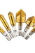 Drillpro 6Pcs 6-19mm Countersink Drill Bit 5 Flutes Hex Shank Titanium Coated Chamfer Cutter Set