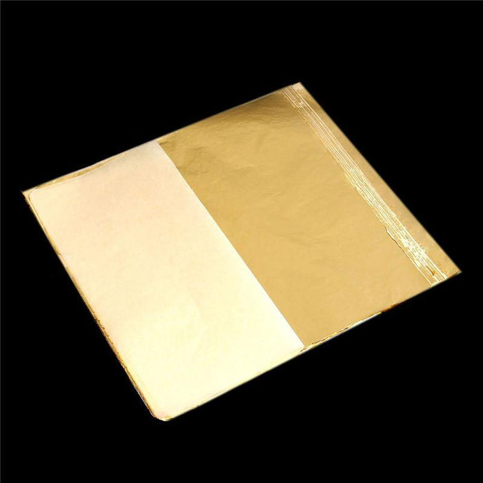 100Pcs Imitation Gold Foil Sheets Copper Leaf Sheets Transfer Leaf Sheets Gold Leaf Booklet 16cm×16c