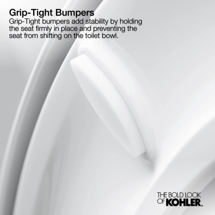 K-4636-7 Cachet Elongated, Grip-Tight Bumpers, Quiet-Close Release Hinges, Quick-Attach Hardware, No Slam Toilet Seat, Black