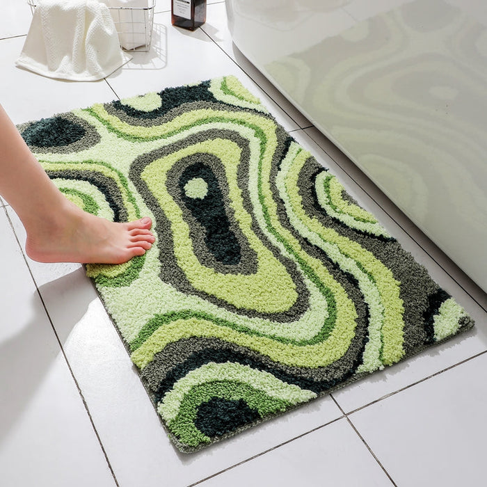 Feblilac Dizzy Green Leave Rectangle Bath Mat 50x80cm