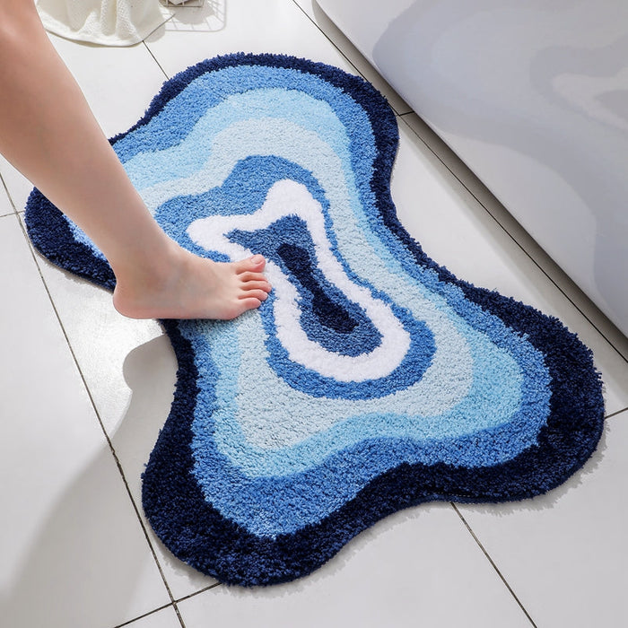 Feblilac Irregular Dizzy Blue Bath Mat 60x90cm