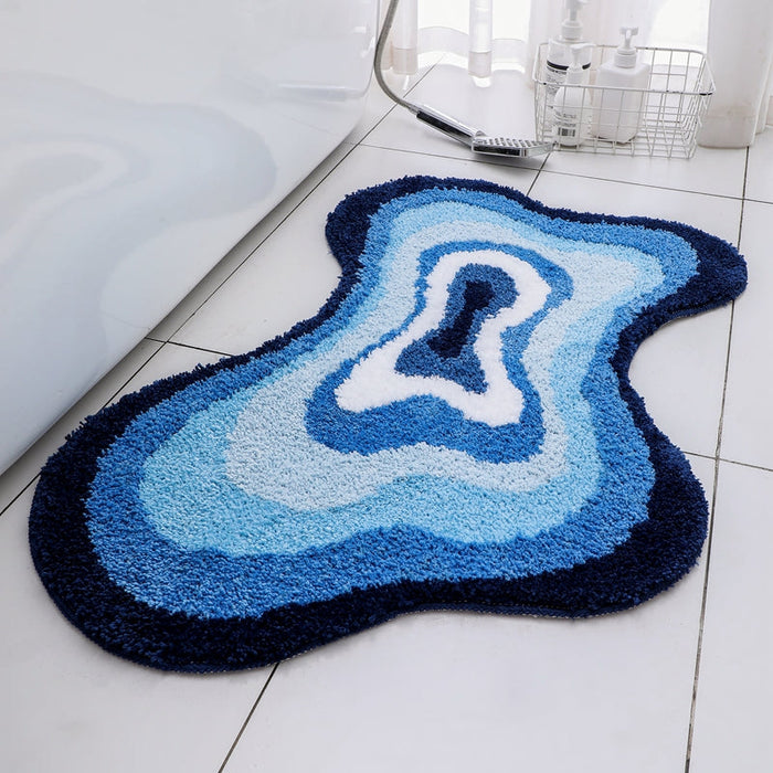 Feblilac Irregular Dizzy Blue Bath Mat 60x90cm